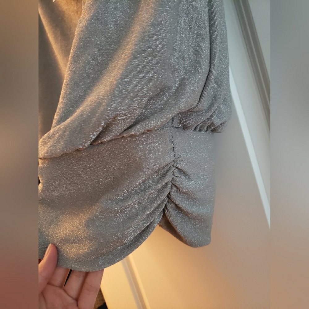 Express Silver Ruched Top (Large) - Picture 4 of 5